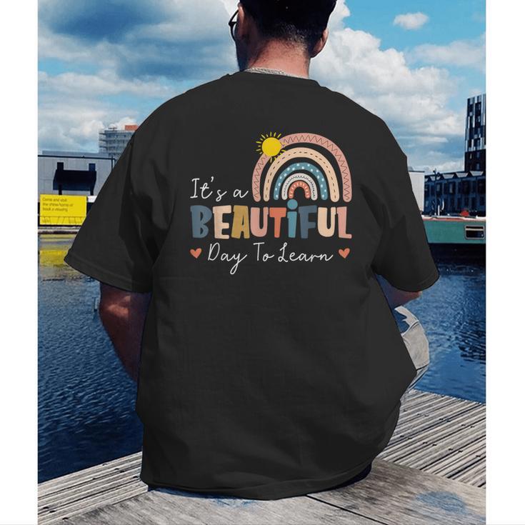It's A Beautiful Day To Learn Cute Rainbow Boho Teacher Men's Back Print T-Shirt, funny gift It's A Beautiful Day To Learn Cute Rainbow Boho Teacher Men's Back Print T-Shirt, funny gift