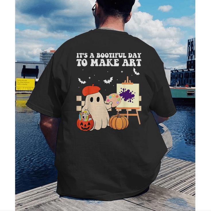 It's A Bootiful Day To Make Art Groovy Art Teacher Halloween Men's Back Print T-Shirt, funny gift It's A Bootiful Day To Make Art Groovy Art Teacher Halloween Men's Back Print T-Shirt, funny gift