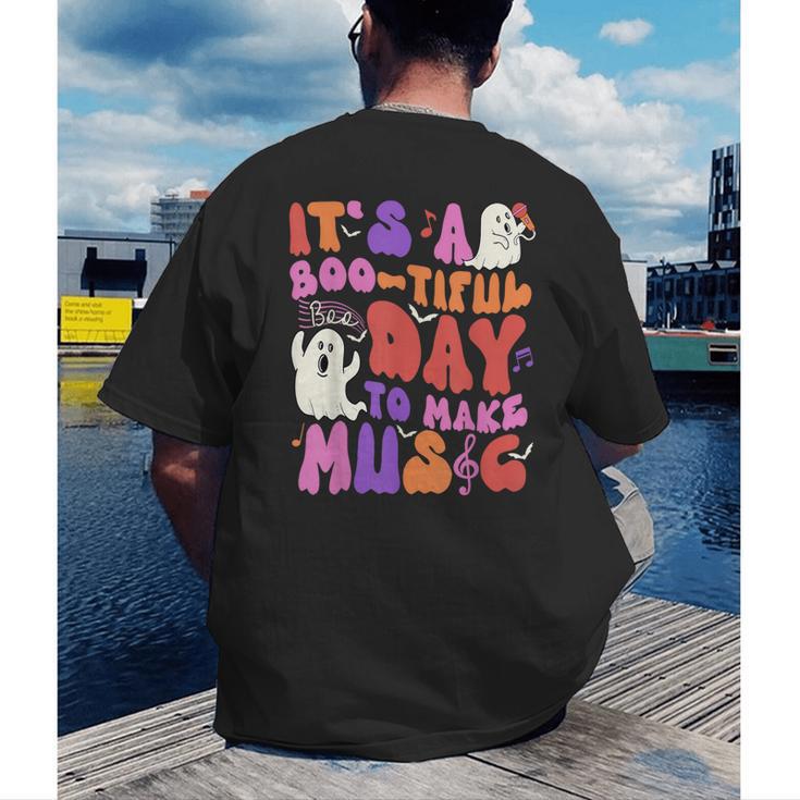 It's a Bootiful Day To Make Music Halloween Music Teacher Men's Back Print T-Shirt, funny gift
