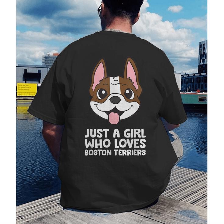 Just a Girl Who Loves Boston Terriers Men's Back Print T-Shirt, funny gift