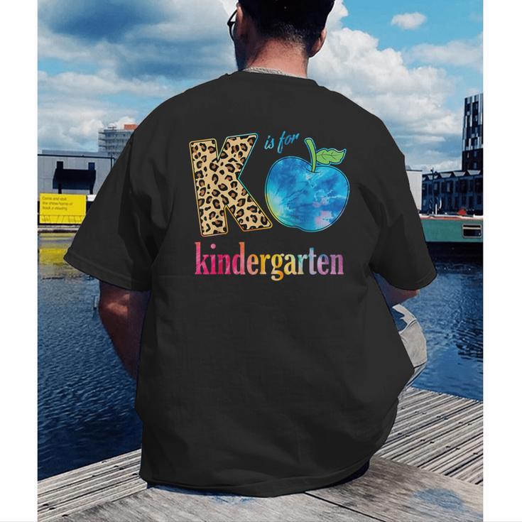 K Is For Kindergarten Teacher Tie Dye Back To School Kinder For Men Women Girls Kids Men's Back Print T-Shirt, funny gift K Is For Kindergarten Teacher Tie Dye Back To School Kinder For Men Women Girls Kids Men's Back Print T-Shirt, funny gift