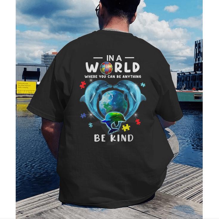 Be Kind Dolphin Autism Awareness Back To School Teacher Men Women Kids Men's Back Print T-Shirt, funny gift
