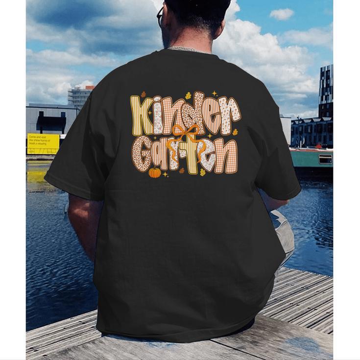 Kindergarten Teacher Fall Pumpkin Autumn Cute Men's Back Print T-Shirt, funny gift Kindergarten Teacher Fall Pumpkin Autumn Cute Men's Back Print T-Shirt, funny gift