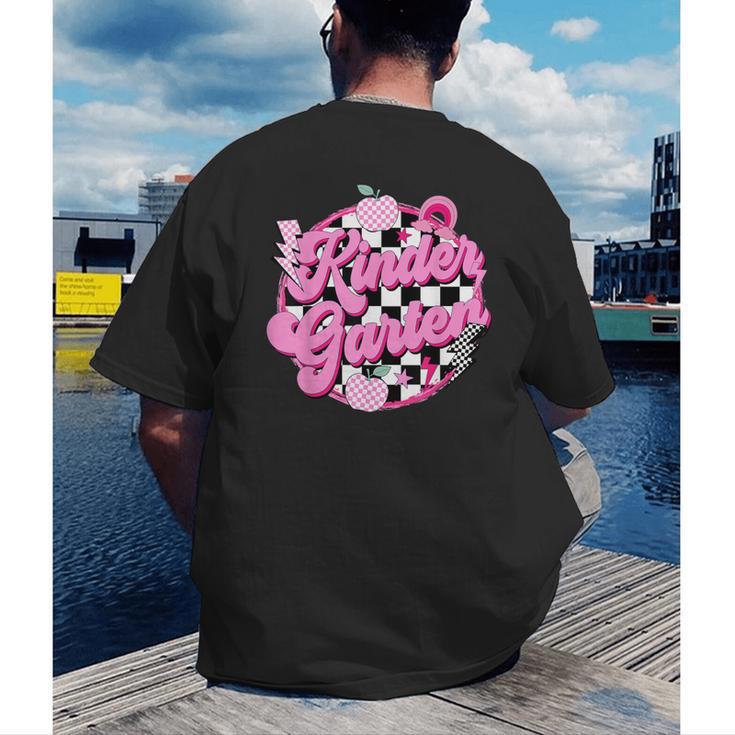 Kindergarten Teacher Women Checkered First Day Of School Men's Back Print T-Shirt, funny gift