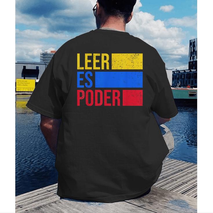 Leer Es Poder Colombian Spanish Teacher Maestra Colombia Men's Back Print T-Shirt, funny gift Leer Es Poder Colombian Spanish Teacher Maestra Colombia Men's Back Print T-Shirt, funny gift
