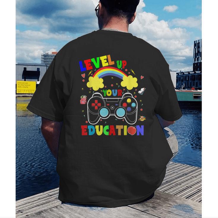 Level Up Your Education Gaming Inspired Teacher Gamers For Men Women Kids Men's Back Print T-Shirt, funny gift Level Up Your Education Gaming Inspired Teacher Gamers For Men Women Kids Men's Back Print T-Shirt, funny gift