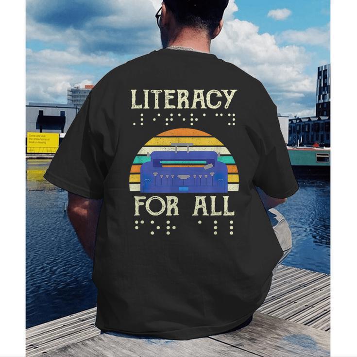 Literacy For All Visually Impaired Braille Teacher The Blind Men's Back Print T-Shirt, funny gift