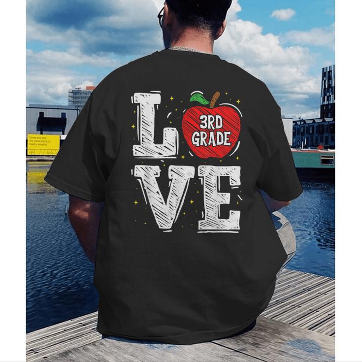 LOVE Apple 3rd Grade Teacher Student School Men's Back Print T-Shirt, funny gift LOVE Apple 3rd Grade Teacher Student School Men's Back Print T-Shirt, funny gift