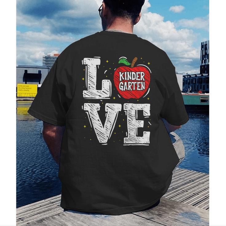 LOVE Kindergarten Teacher Student School Apple Men's Back Print T-Shirt, funny gift LOVE Kindergarten Teacher Student School Apple Men's Back Print T-Shirt, funny gift