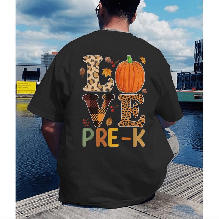 Love Pre-k Teacher Shirts Autumn Fall Pumpkin Fall Leopard Men's Back Print T-Shirt, funny gift Love Pre-k Teacher Shirts Autumn Fall Pumpkin Fall Leopard Men's Back Print T-Shirt, funny gift