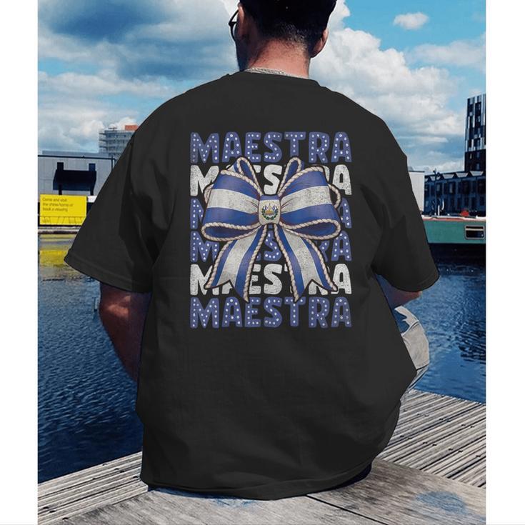 Maestra El Salvador Coquette Bow Hispanic Spanish Teacher Men's Back Print T-Shirt, funny gift