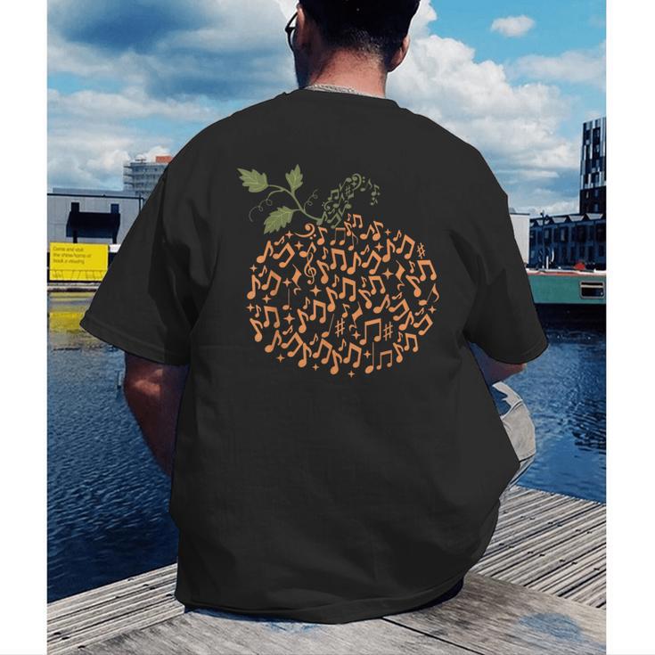 Music Notes Pumpkin Fall Music Teacher Autumn Halloween Men's Back Print T-Shirt, funny gift Music Notes Pumpkin Fall Music Teacher Autumn Halloween Men's Back Print T-Shirt, funny gift