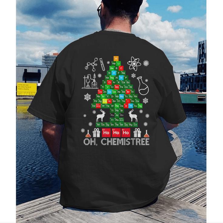 Oh Chemistree Scientist Chemical Christmas Xmas Teacher Men's Back Print T-Shirt, funny gift