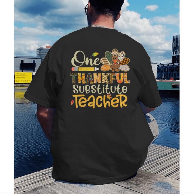 One Thankful Substitute Teacher Turkey Leopard Thanksgiving For Men Women Men's Back Print T-Shirt, funny gift One Thankful Substitute Teacher Turkey Leopard Thanksgiving For Men Women Men's Back Print T-Shirt, funny gift