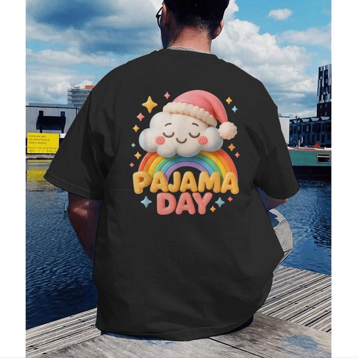 Pajama Day School Spirit Week Sleepy Cloud Teacher Student Men's Back Print T-Shirt, funny gift