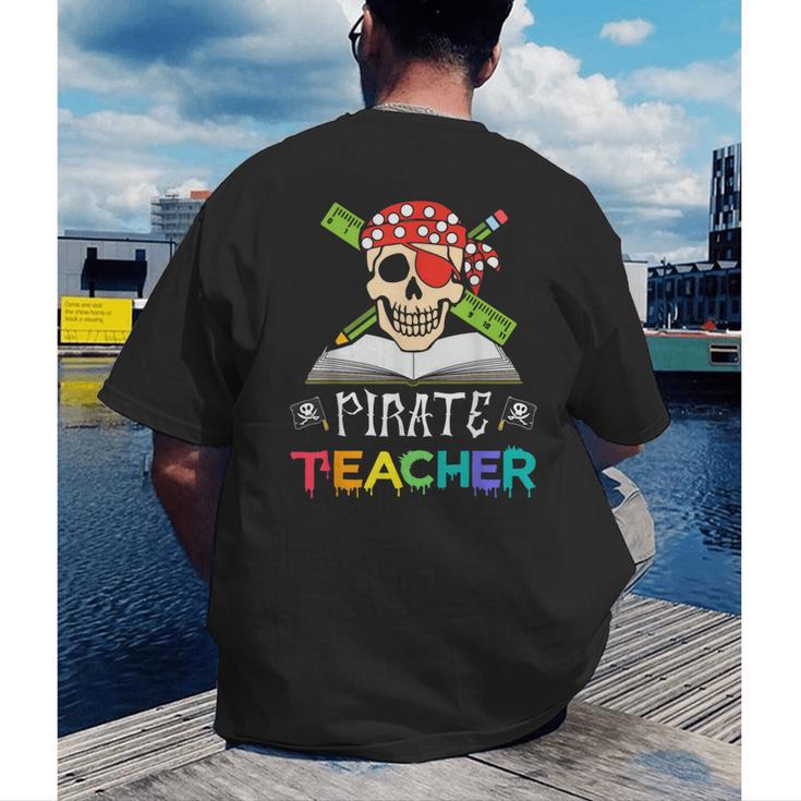 Pirate Teacher Halloween Skull Adult Men's Back Print T-Shirt, funny gift