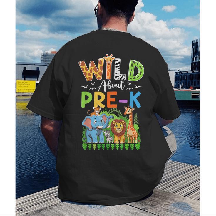Preschool Teacher Kids Back To School Wild About Pre-K Men's Back Print T-Shirt, funny gift