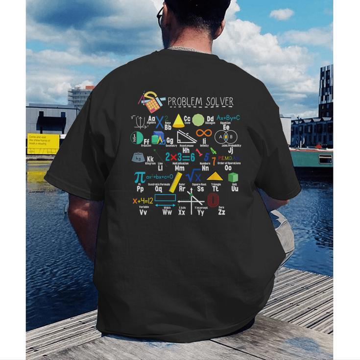 Problem Solver Math Alphabet ABC Teacher Students Men's Back Print T-Shirt, funny gift Problem Solver Math Alphabet ABC Teacher Students Men's Back Print T-Shirt, funny gift