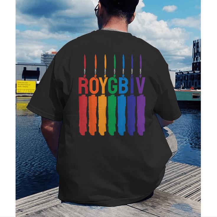 Rainbow Roygbiv Kids Artist Costume Art Teacher Men's Back Print T-Shirt, funny gift