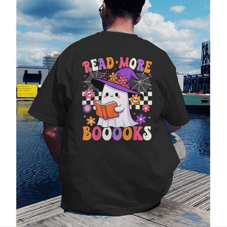 Read More Books Ghost Reading Book Teacher Halloween Men's Back Print T-Shirt, funny gift Read More Books Ghost Reading Book Teacher Halloween Men's Back Print T-Shirt, funny gift
