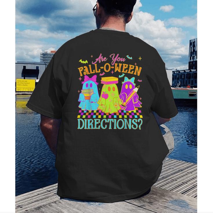 Retro Are You Falloween Direction Teacher Spooky Halloween Men's Back Print T-Shirt, funny gift Retro Are You Falloween Direction Teacher Spooky Halloween Men's Back Print T-Shirt, funny gift