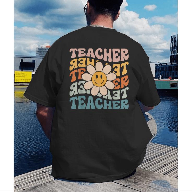 Retro Teacher Daisy Colorful Elementary School Teacher Men's Back Print T-Shirt, funny gift Retro Teacher Daisy Colorful Elementary School Teacher Men's Back Print T-Shirt, funny gift