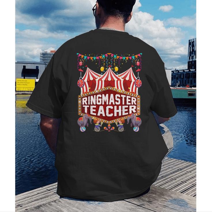 Ringmaster Teacher Costume – Carnival Birthday Style Men's Back Print T-Shirt, funny gift