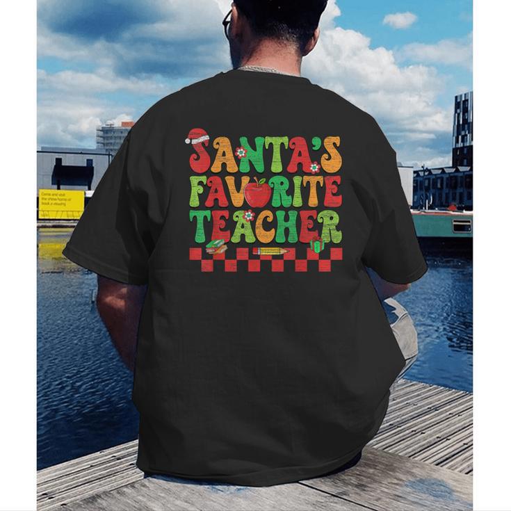 Santas Favorite Teacher Retro Groovy Christmas Xmas Women Men's Back Print T-Shirt, funny gift Santas Favorite Teacher Retro Groovy Christmas Xmas Women Men's Back Print T-Shirt, funny gift