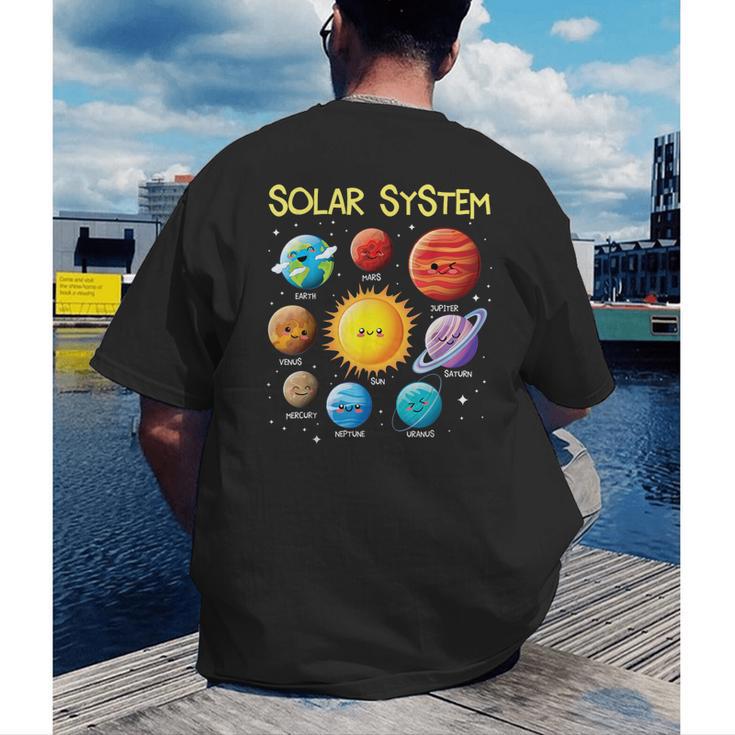 Solar System Cute Face Planets Space Science Teacher School Men's Back Print T-Shirt, funny gift Solar System Cute Face Planets Space Science Teacher School Men's Back Print T-Shirt, funny gift
