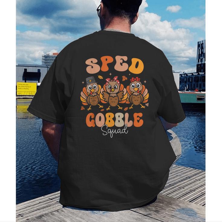 Sped Teacher Gobble Squad Thanksgiving Special Education Men's Back Print T-Shirt, funny gift