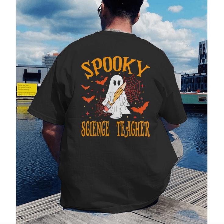 Spooky Science Teacher Ghost Halloween School Women Men's Back Print T-Shirt, funny gift