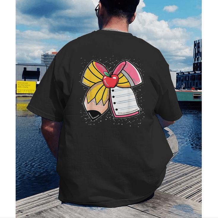 Student Teacher Coquette Bow Pencil Back To School First Day Men's Back Print T-Shirt, funny gift Student Teacher Coquette Bow Pencil Back To School First Day Men's Back Print T-Shirt, funny gift