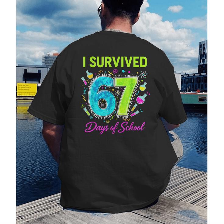 I Survived 67 Days Of School 67 Meme Science Teacher Men's Back Print T-Shirt, funny gift I Survived 67 Days Of School 67 Meme Science Teacher Men's Back Print T-Shirt, funny gift
