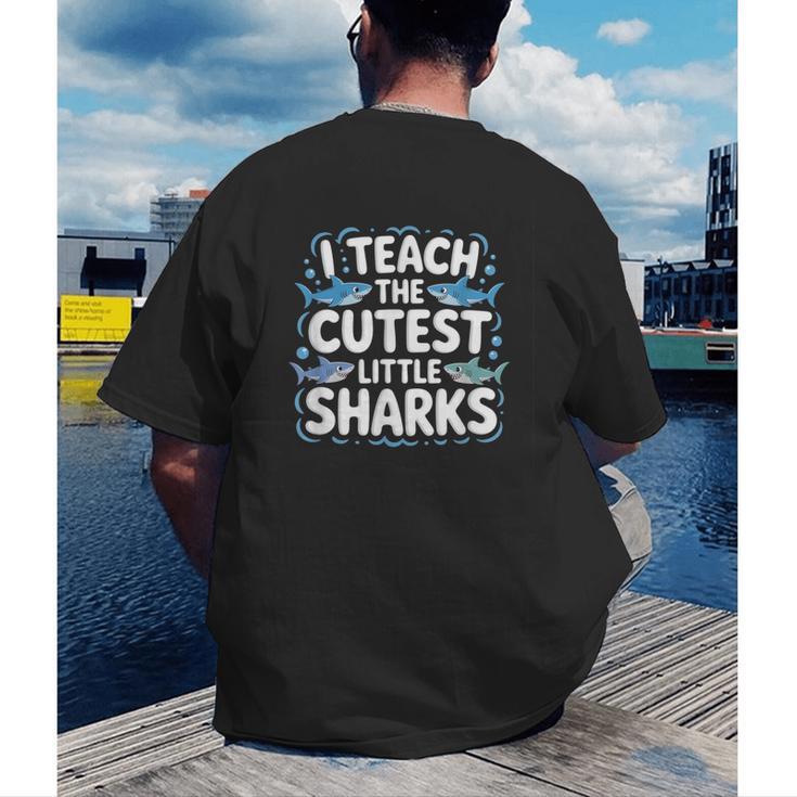 I Teach The Cutest Little Sharks Teacher School Men's Back Print T-Shirt, funny gift I Teach The Cutest Little Sharks Teacher School Men's Back Print T-Shirt, funny gift