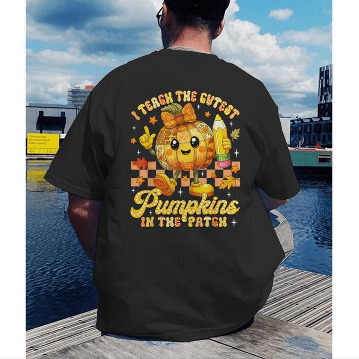 I Teach The Cutest Pumpkins In The Patch Teacher Halloween Men's Back Print T-Shirt, funny gift I Teach The Cutest Pumpkins In The Patch Teacher Halloween Men's Back Print T-Shirt, funny gift