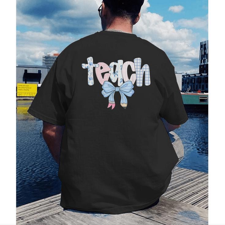 Teach Teacher Coquette Bow Pencil Back To School First Day Men's Back Print T-Shirt, funny gift