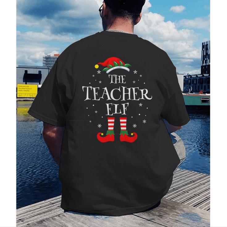 The Teacher Elf Christmas Family Matching Group Xmas Men's Back Print T-Shirt, funny gift