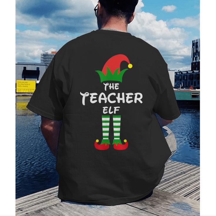 The Teacher Elf Family Matching Group Idea Christmas Men's Back Print T-Shirt, funny gift The Teacher Elf Family Matching Group Idea Christmas Men's Back Print T-Shirt, funny gift