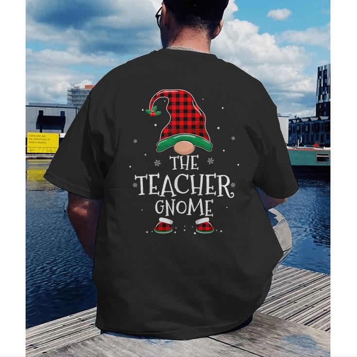 Teacher Gnome Xmas Family Matching Plaid Christmas Gnomes Men's Back Print T-Shirt, funny gift
