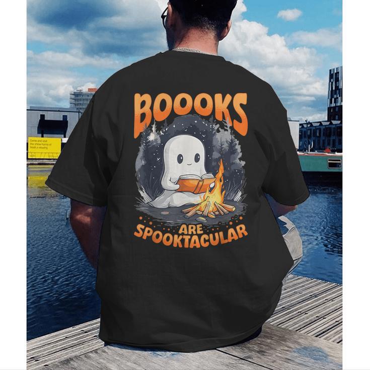 Teacher Halloween Ghost Reading Book Animal Boooks Are Men's Back Print T-Shirt, funny gift