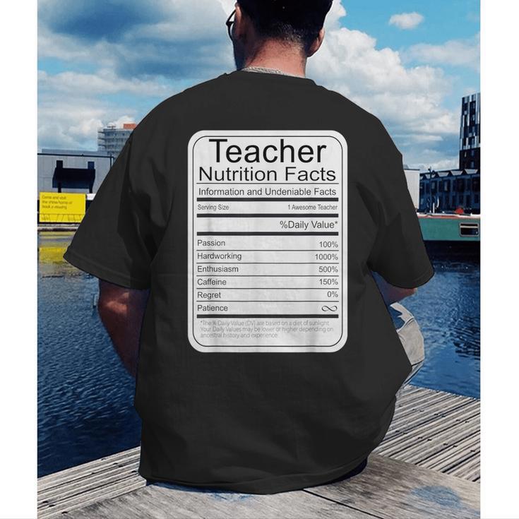 Teacher Nutrition Facts Teachers Nutritional Fact Men's Back Print T-Shirt, funny gift Teacher Nutrition Facts Teachers Nutritional Fact Men's Back Print T-Shirt, funny gift