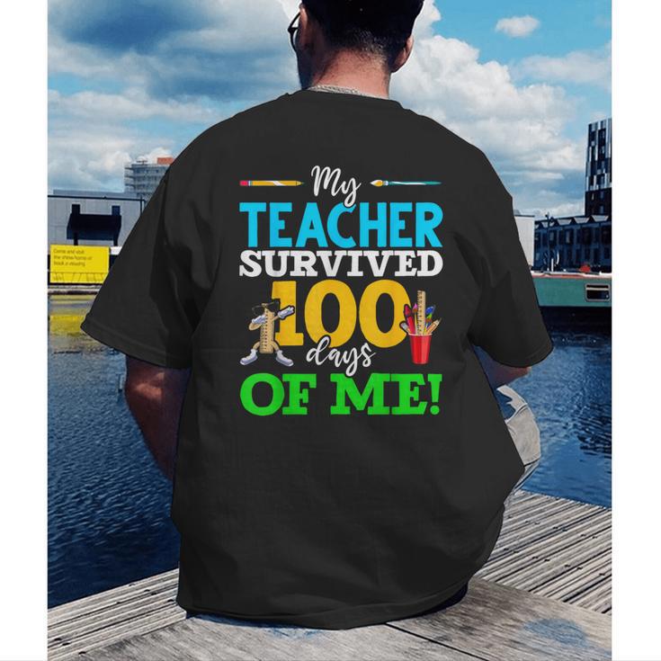 My Teacher Survived 100 Days Of Me Dab 100 Days Of School For Men Women Kids Men's Back Print T-Shirt, funny gift My Teacher Survived 100 Days Of Me Dab 100 Days Of School For Men Women Kids Men's Back Print T-Shirt, funny gift
