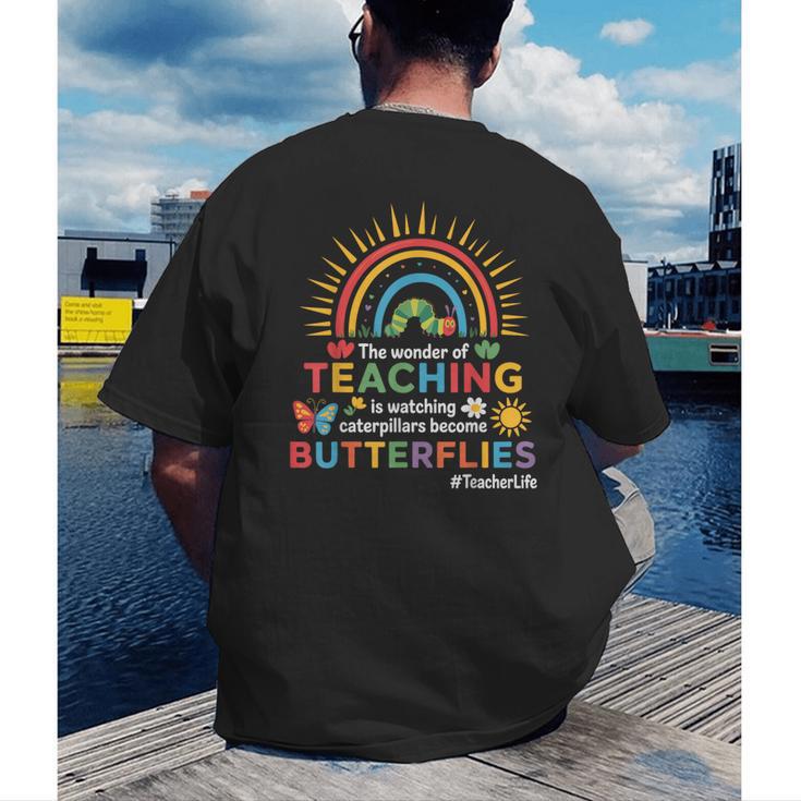 Teacher The Wonder Of Teaching Is Watching Caterpillar Men's Back Print T-Shirt, funny gift