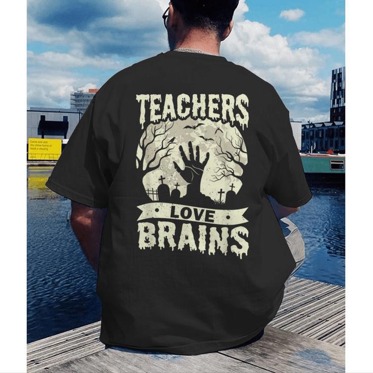 Teachers Love Brains Halloween Costume Boo Trick Teach Men's Back Print T-Shirt, funny gift Teachers Love Brains Halloween Costume Boo Trick Teach Men's Back Print T-Shirt, funny gift