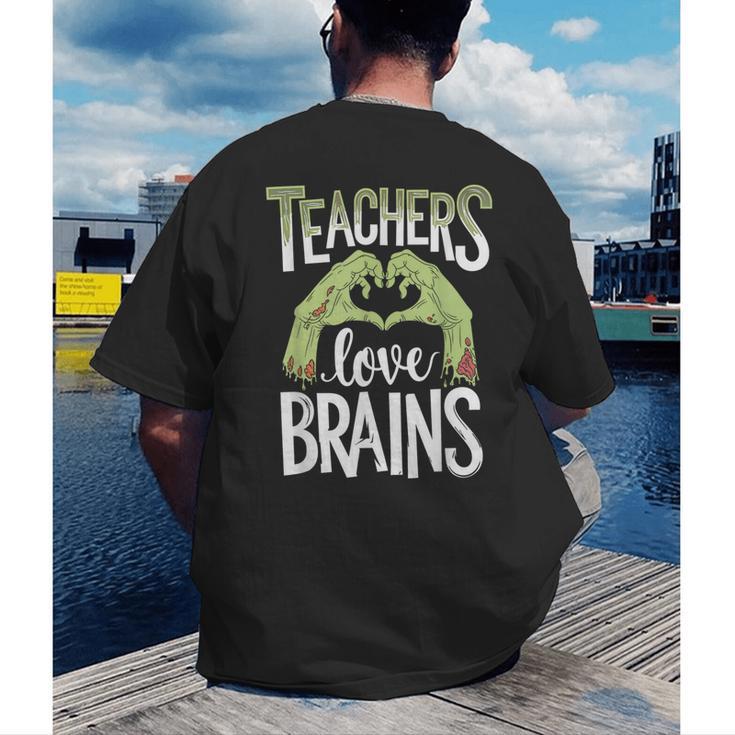 Teachers Love Zombie Teacher Halloween Fun Men's Back Print T-Shirt, funny gift