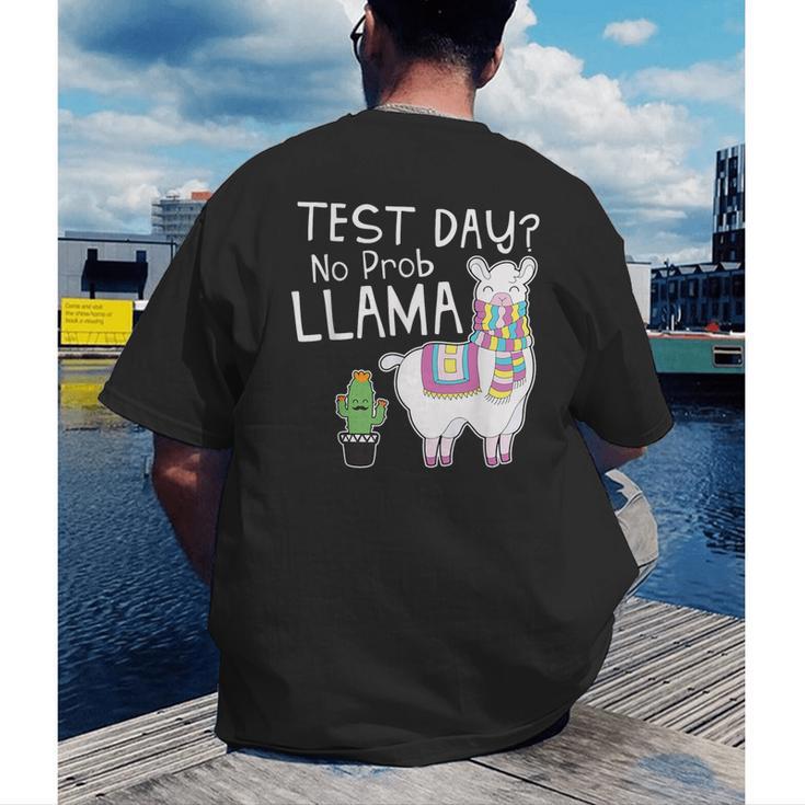 Teachers Testing Day Test Day No Prob Llama Teacher Men's Back Print T-Shirt, funny gift Teachers Testing Day Test Day No Prob Llama Teacher Men's Back Print T-Shirt, funny gift