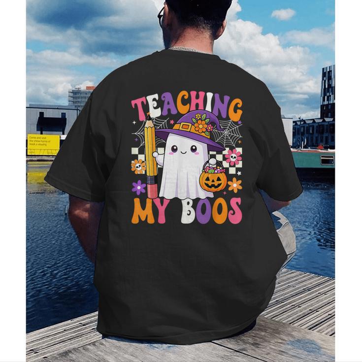 Teaching My Boos Ghost Teacher Cute Pencil Halloween Teacher Men's Back Print T-Shirt, funny gift Teaching My Boos Ghost Teacher Cute Pencil Halloween Teacher Men's Back Print T-Shirt, funny gift