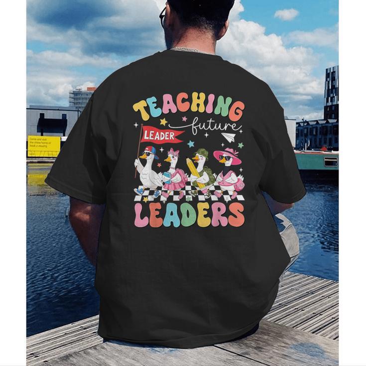 Teaching Future Leaders Groovy Teacher Back To School Men's Back Print T-Shirt, funny gift