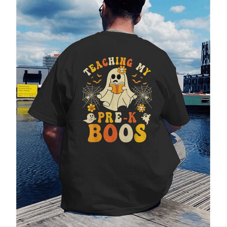Teaching My Pre-K Boos Crew Teachers Halloween Ghost Men's Back Print T-Shirt, funny gift Teaching My Pre-K Boos Crew Teachers Halloween Ghost Men's Back Print T-Shirt, funny gift