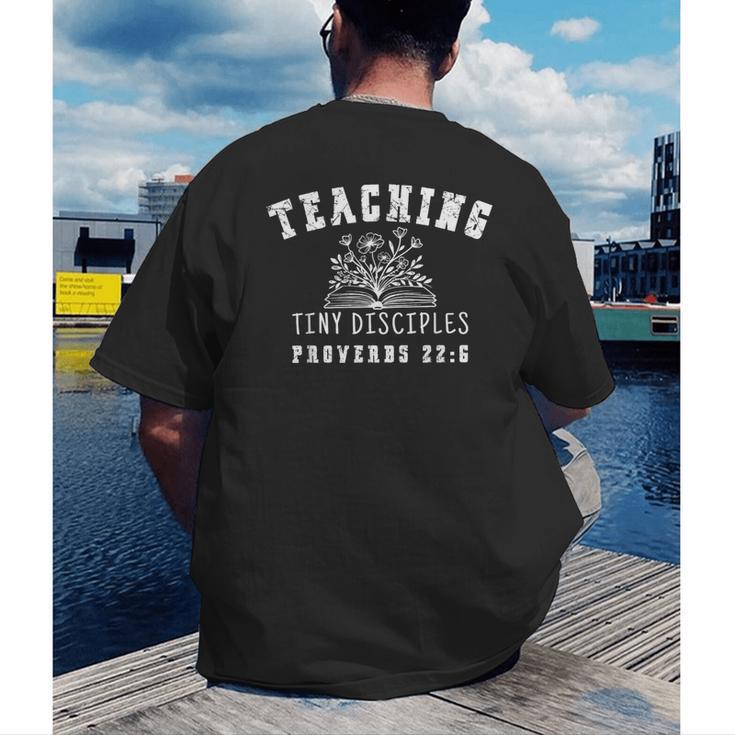 Teaching Tiny Disciples Christian Bible Verse Teacher Men's Back Print T-Shirt, funny gift Teaching Tiny Disciples Christian Bible Verse Teacher Men's Back Print T-Shirt, funny gift